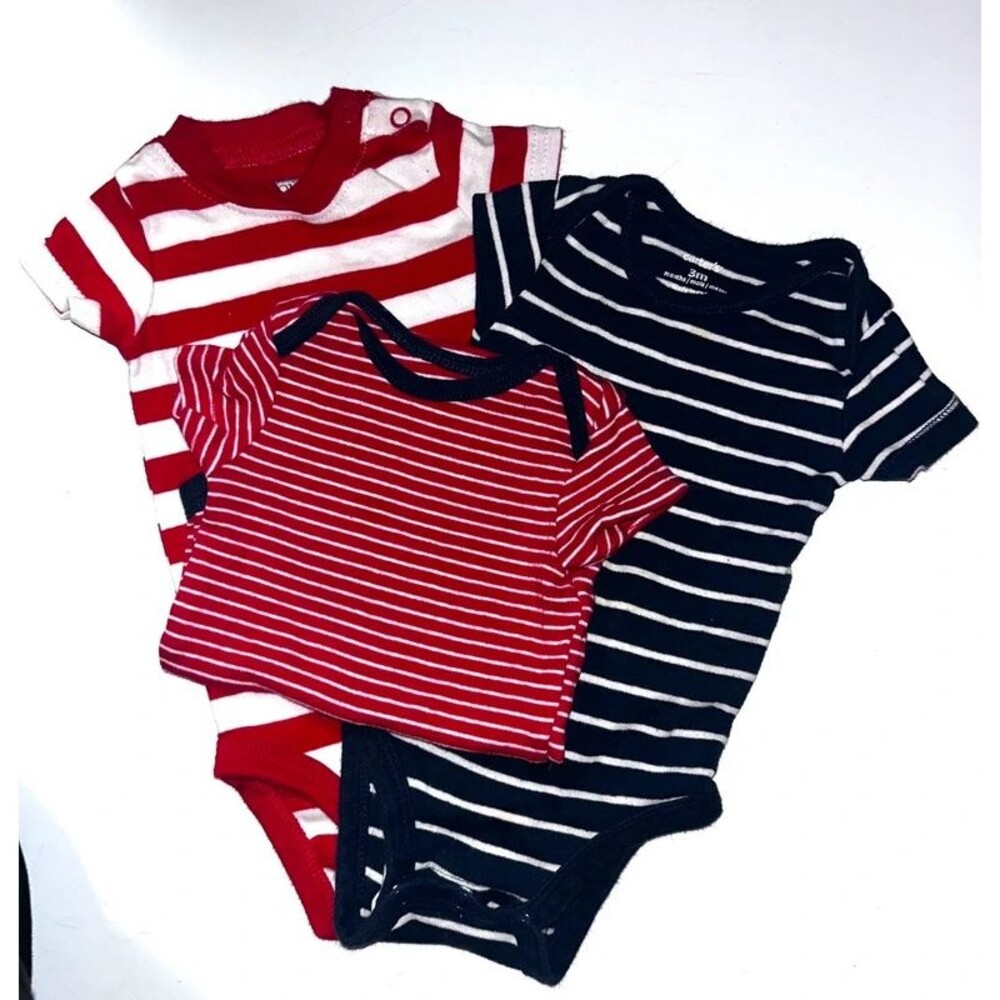Set of 3 striped carters onsies 3m